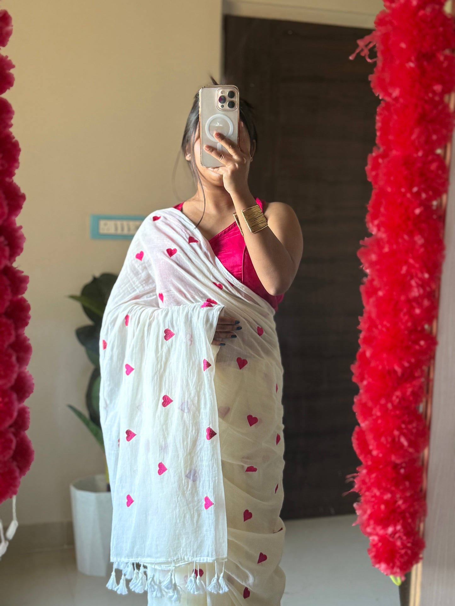 New Love Embroidery Mull cotton Saree