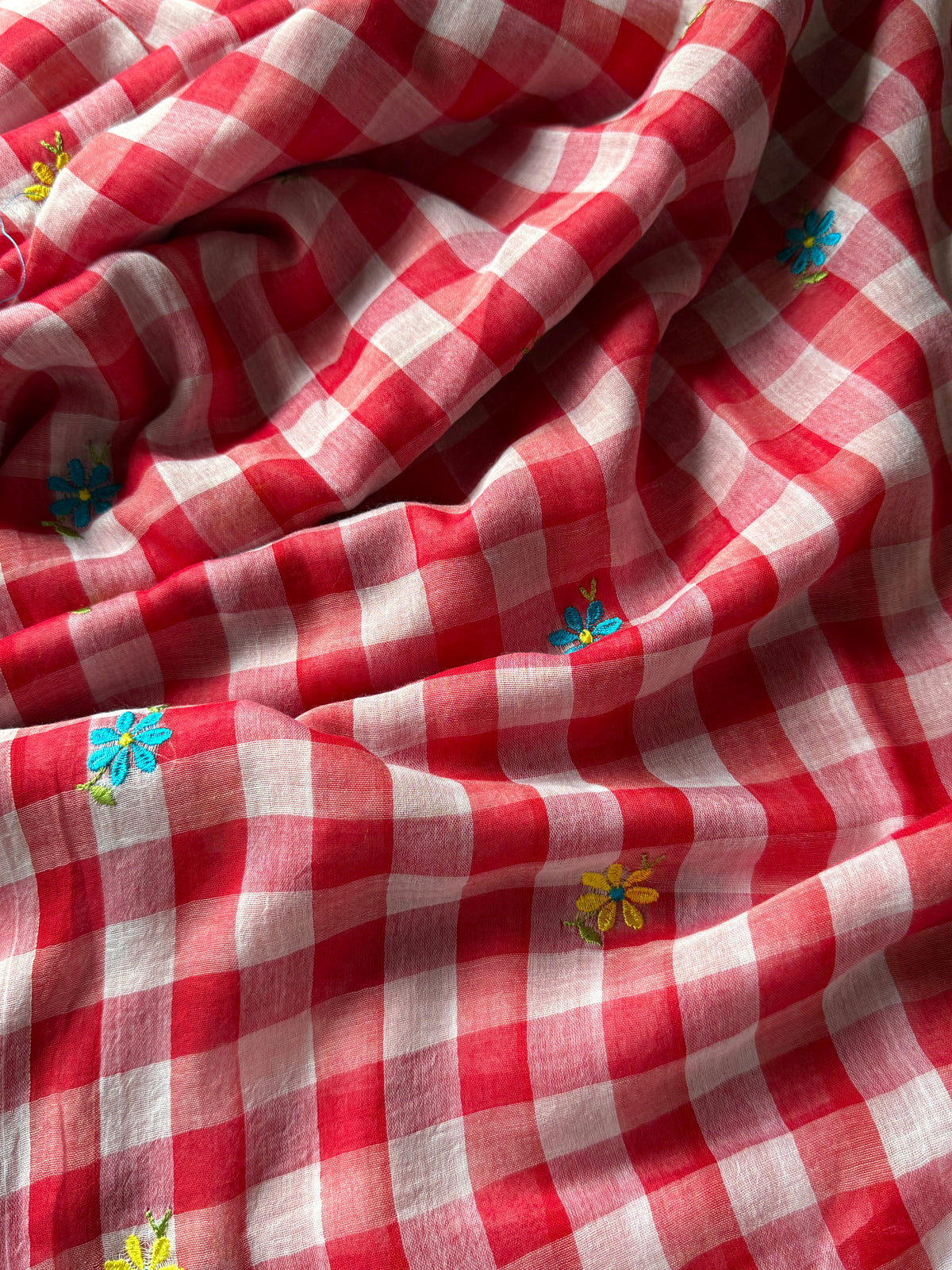 Check Embriodery saree