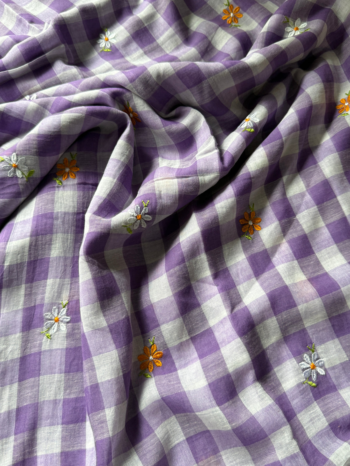 Check Embriodery saree