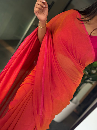 Orange Mulmul Cotton