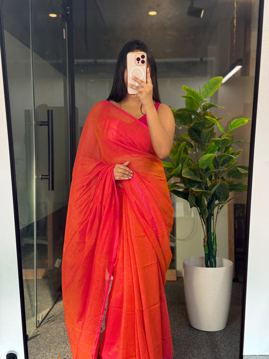 Orange Mulmul Cotton