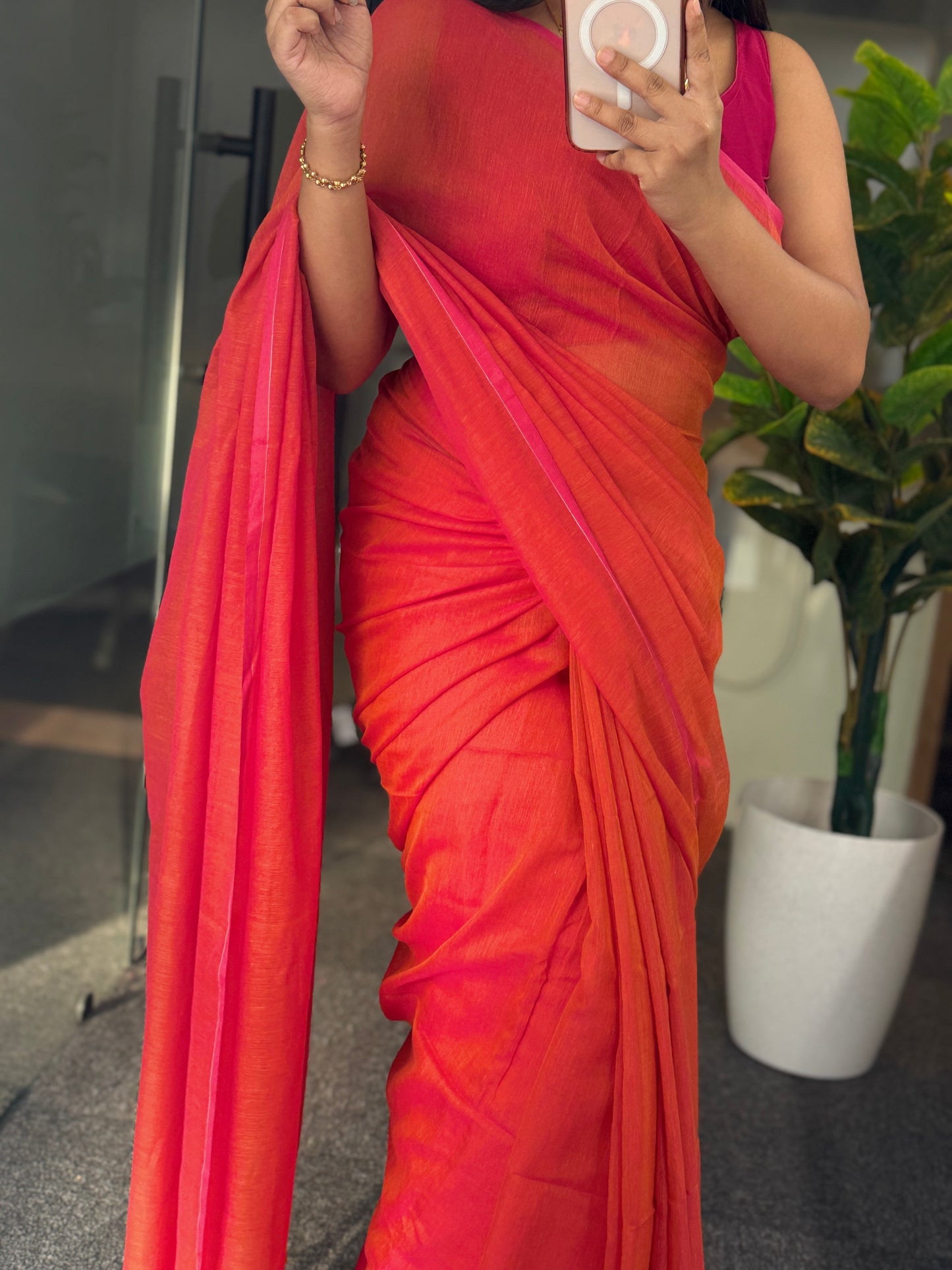 Orange Mulmul Cotton