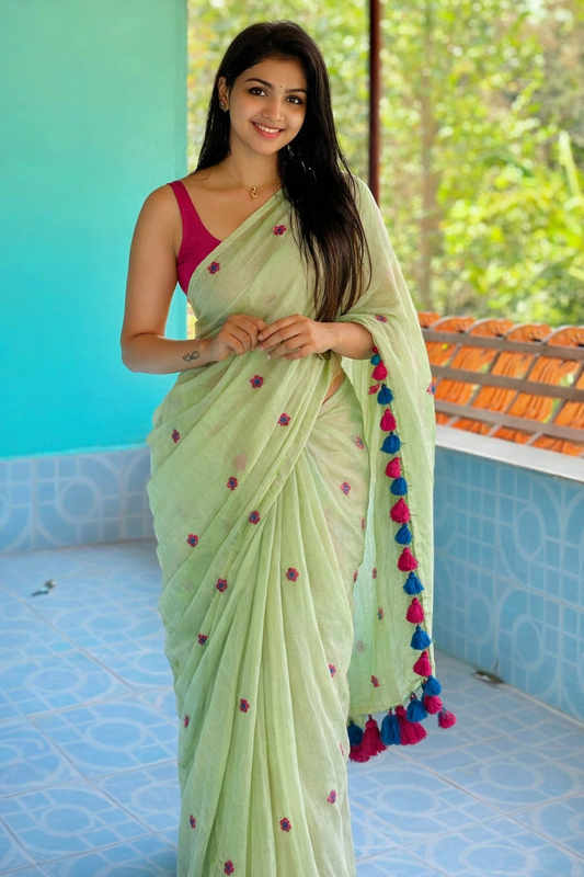 Small flower Mul Cotton Saree
