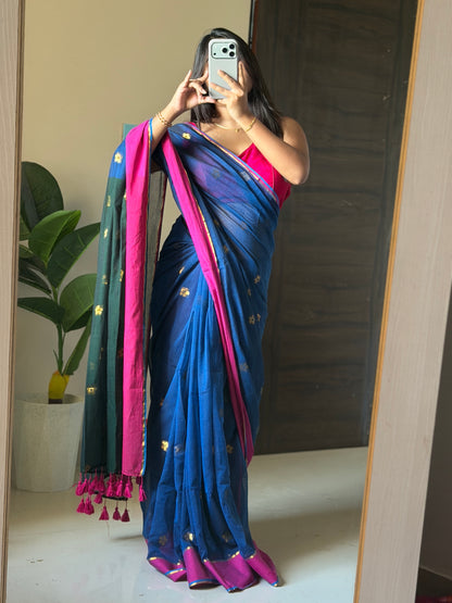 Royal Blue Zari Saree