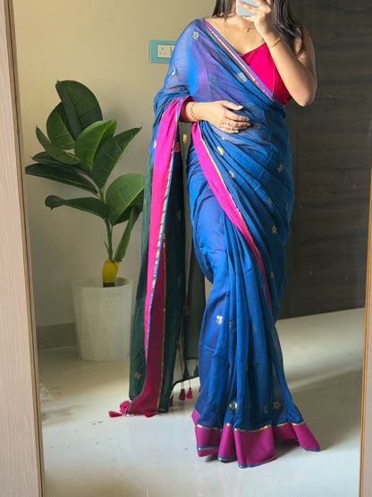 Royal Blue Zari Saree