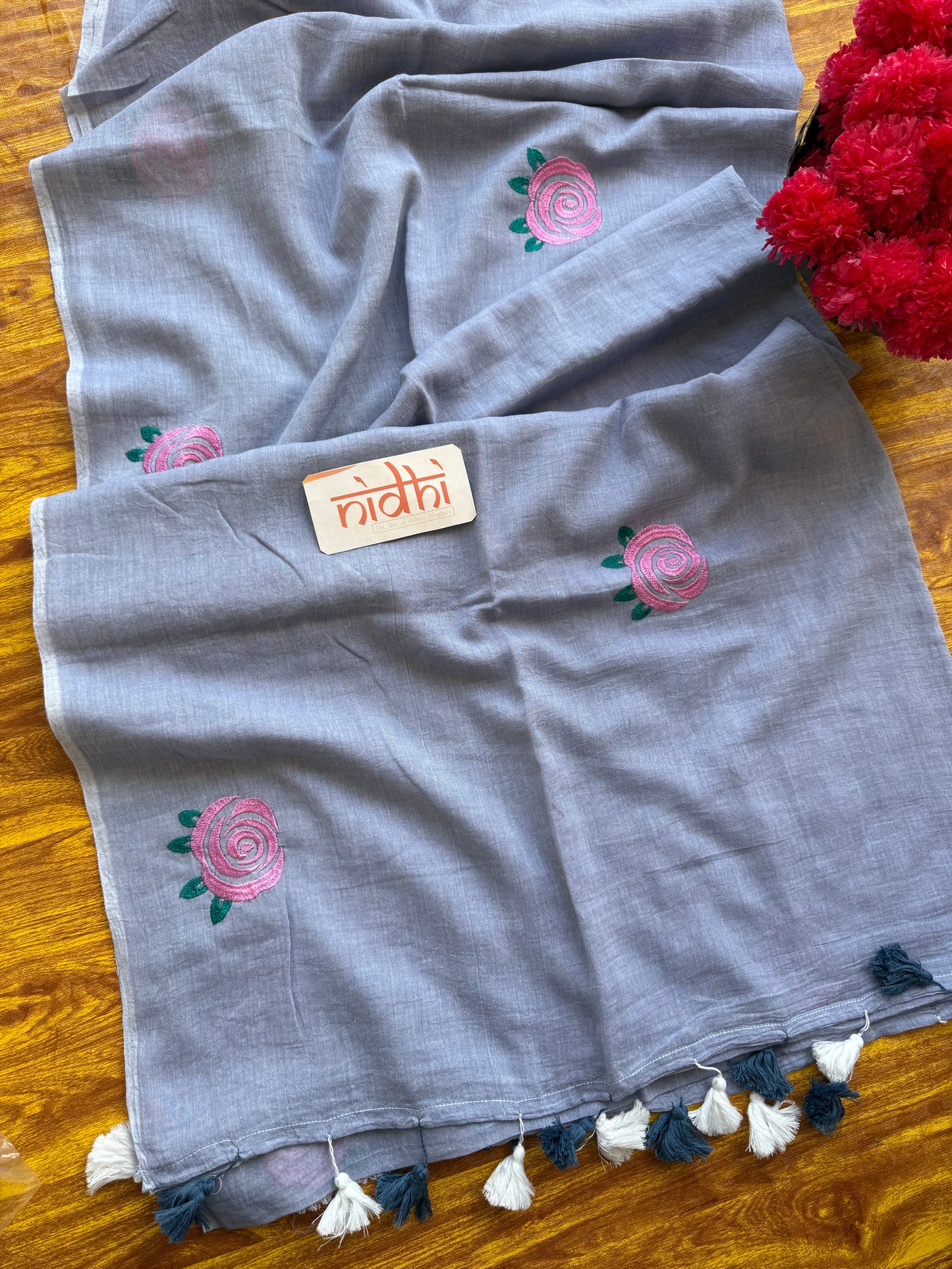 Lavender Embroidery Saree