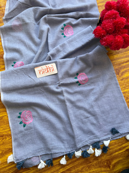Lavender Embroidery Saree