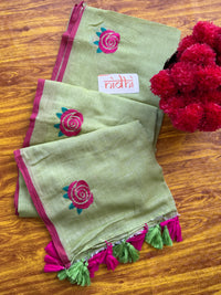 Rose embroidery Mulmul Cotton