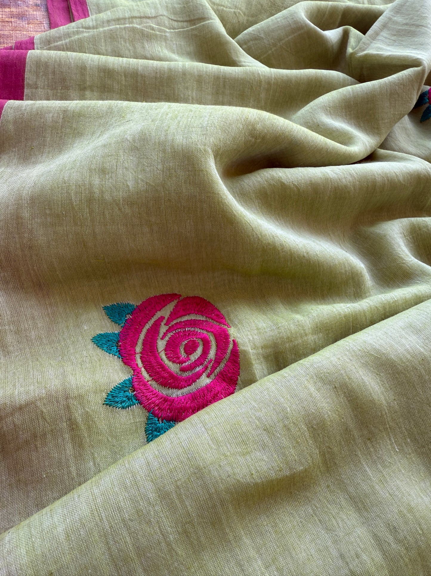 Rose embroidery Mulmul Cotton