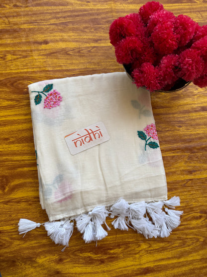 Flower Embroidery  Mulmul Cotton