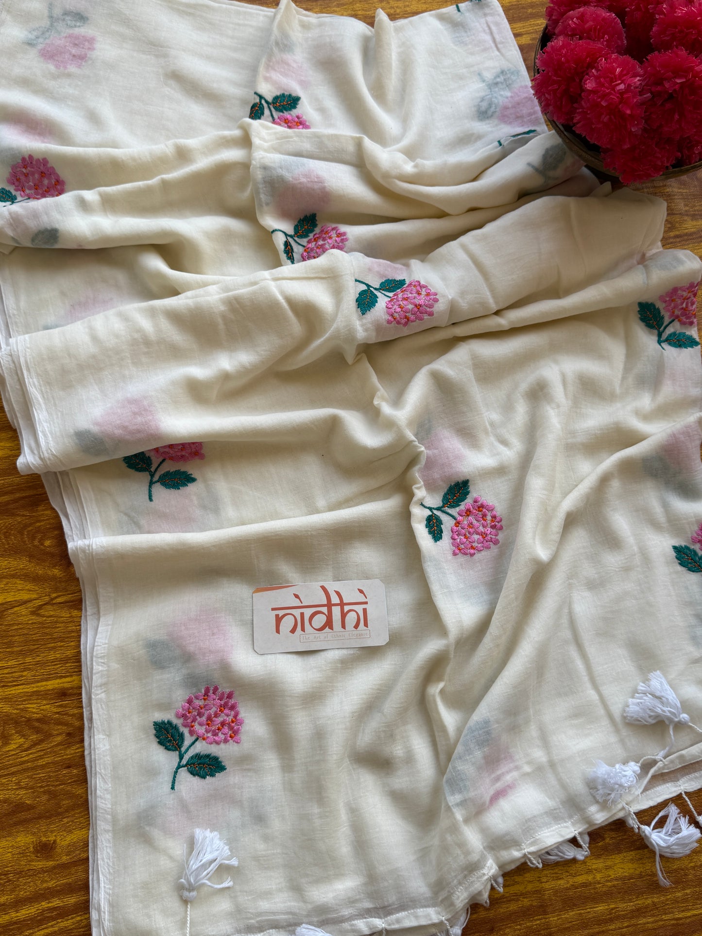 Flower Embroidery  Mulmul Cotton