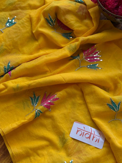 Yellow Lotus Mulmul Cotton