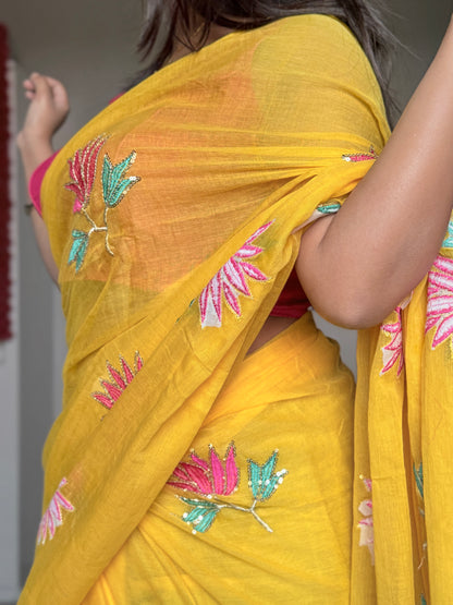 Yellow Lotus Mulmul Cotton