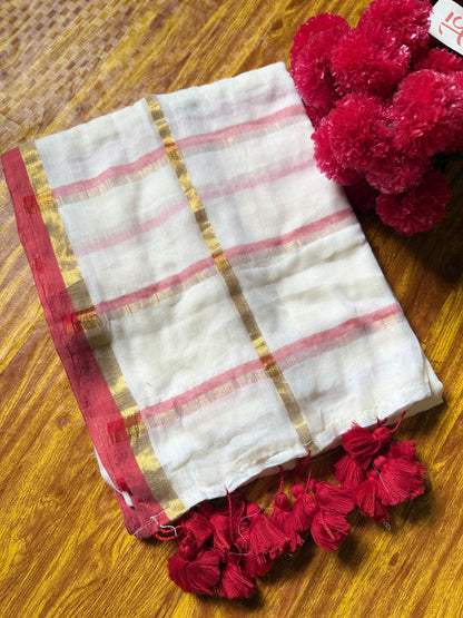 White &Red Checked Mul Cotton