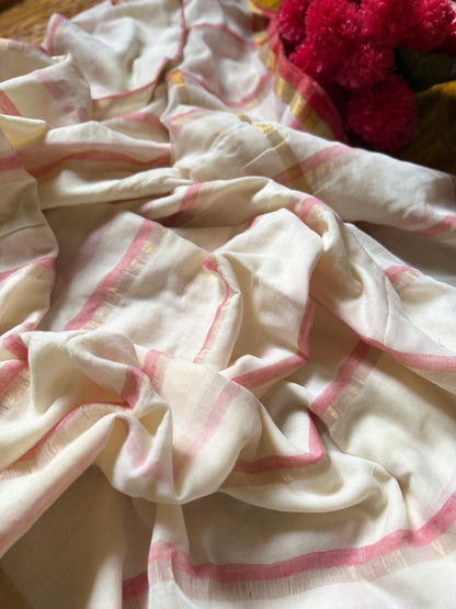 White &Red Checked Mul Cotton