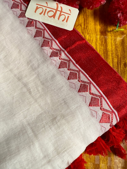 Red &White Mul Cotton