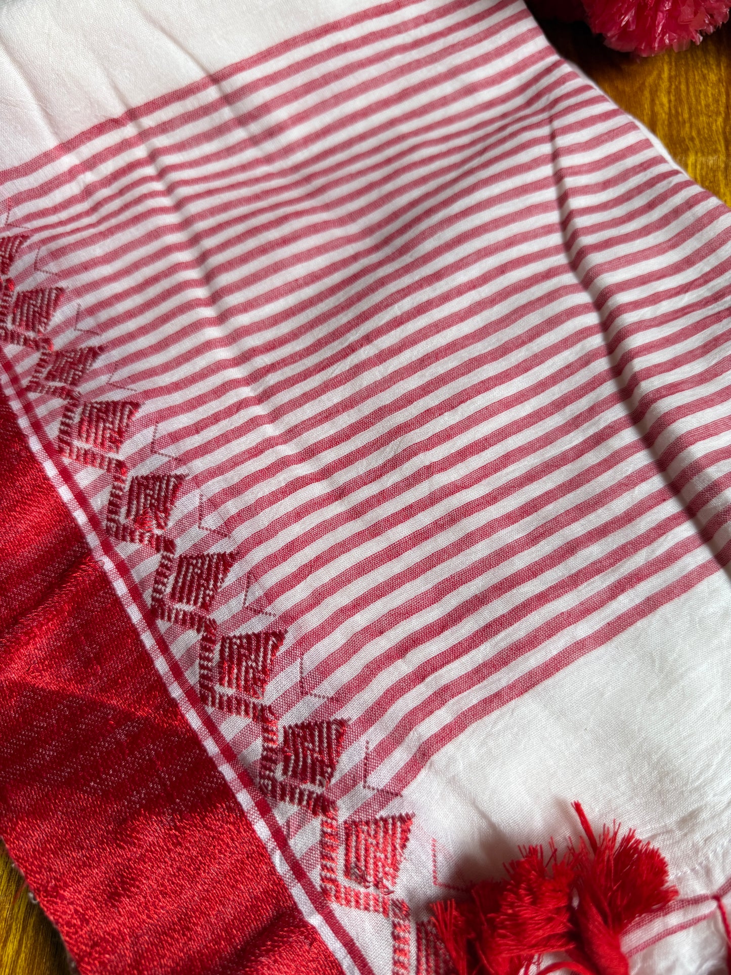 Red &White Mul Cotton
