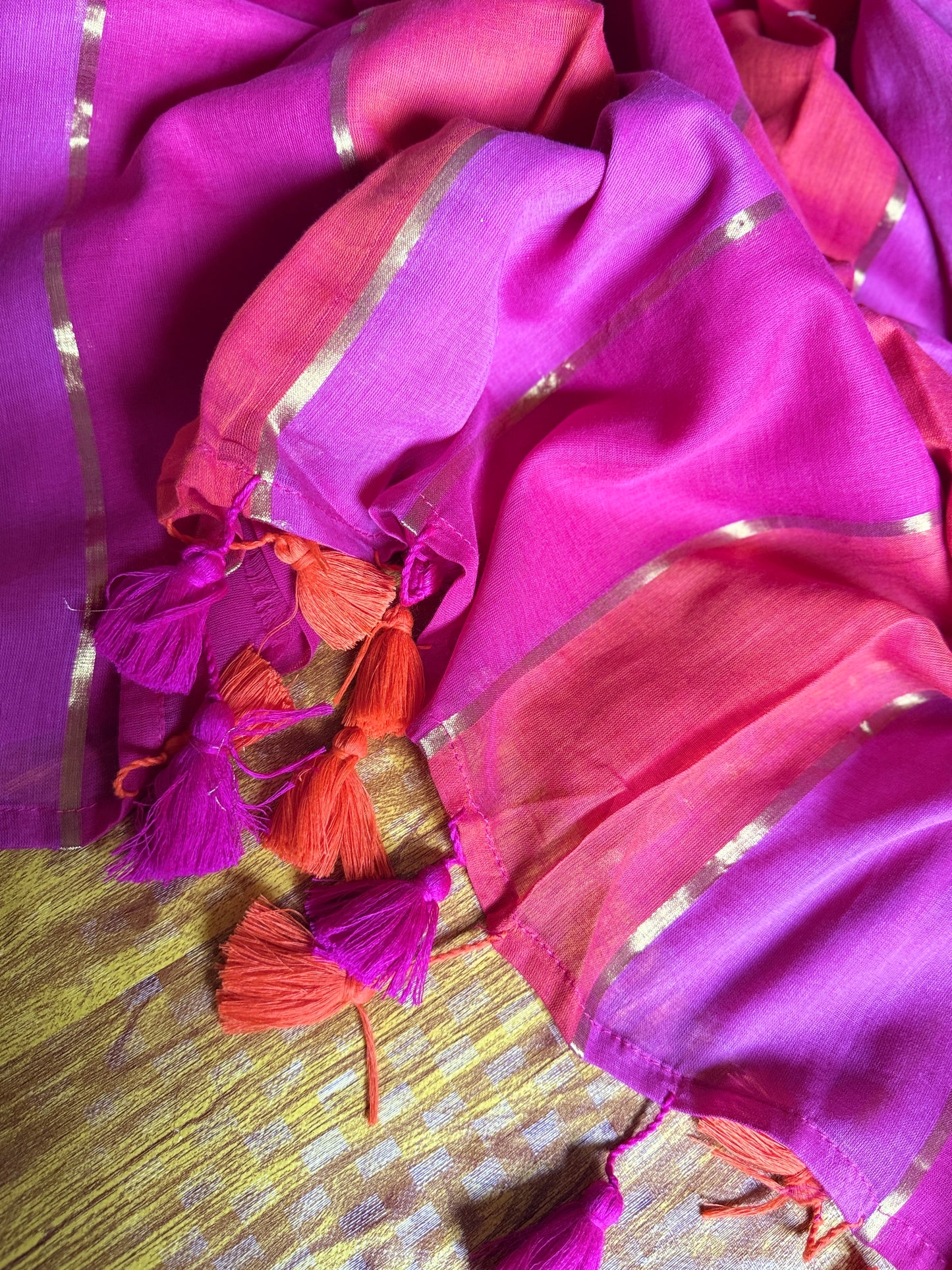 Zari Strips Mul Cotton