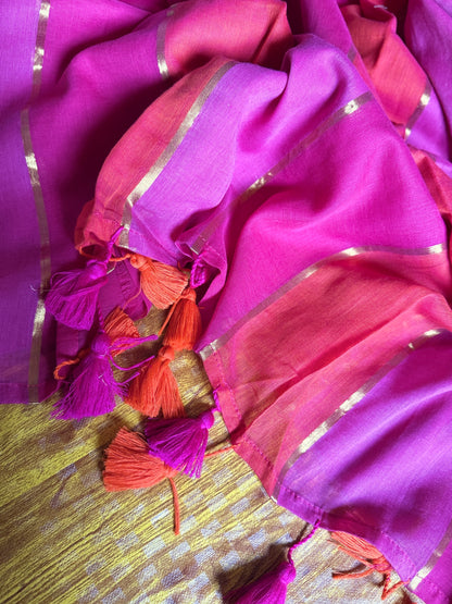 Zari Strips Mul Cotton