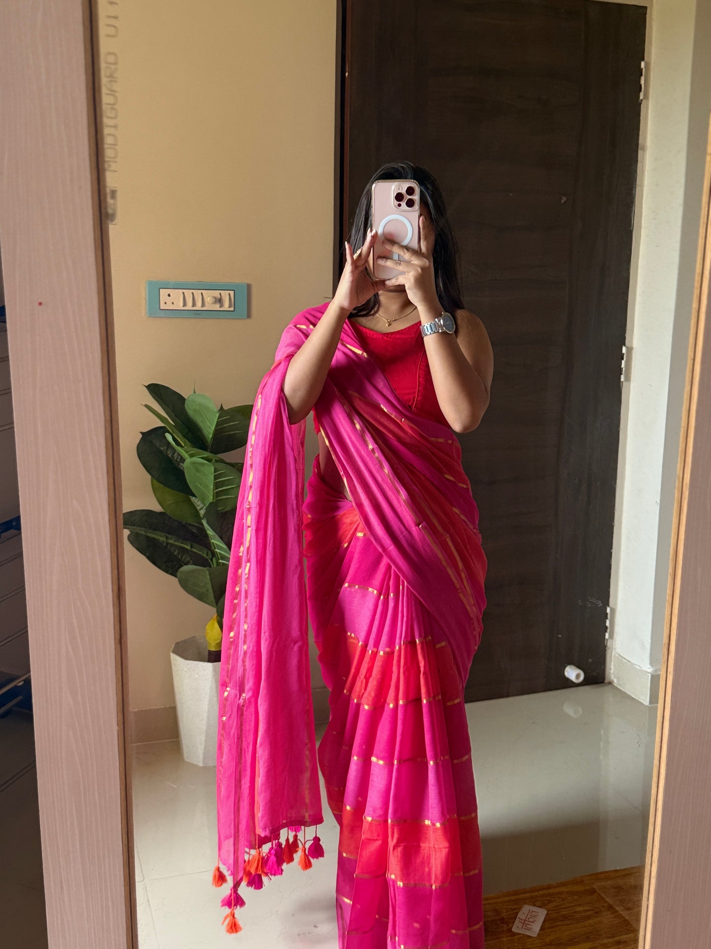 Zari Strips Mul Cotton