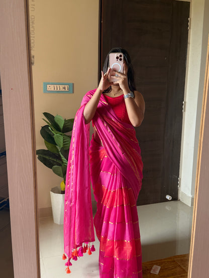 Zari Strips Mul Cotton