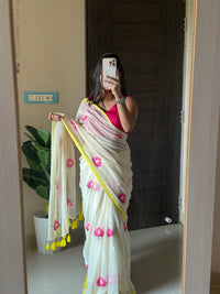 Lotus Embroidery Mulmul Cotton