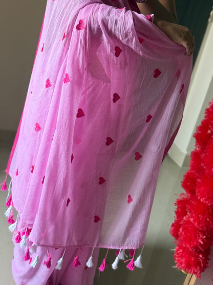 Pink Love Mulmul Cotton