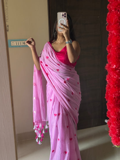 Pink Love Mulmul Cotton