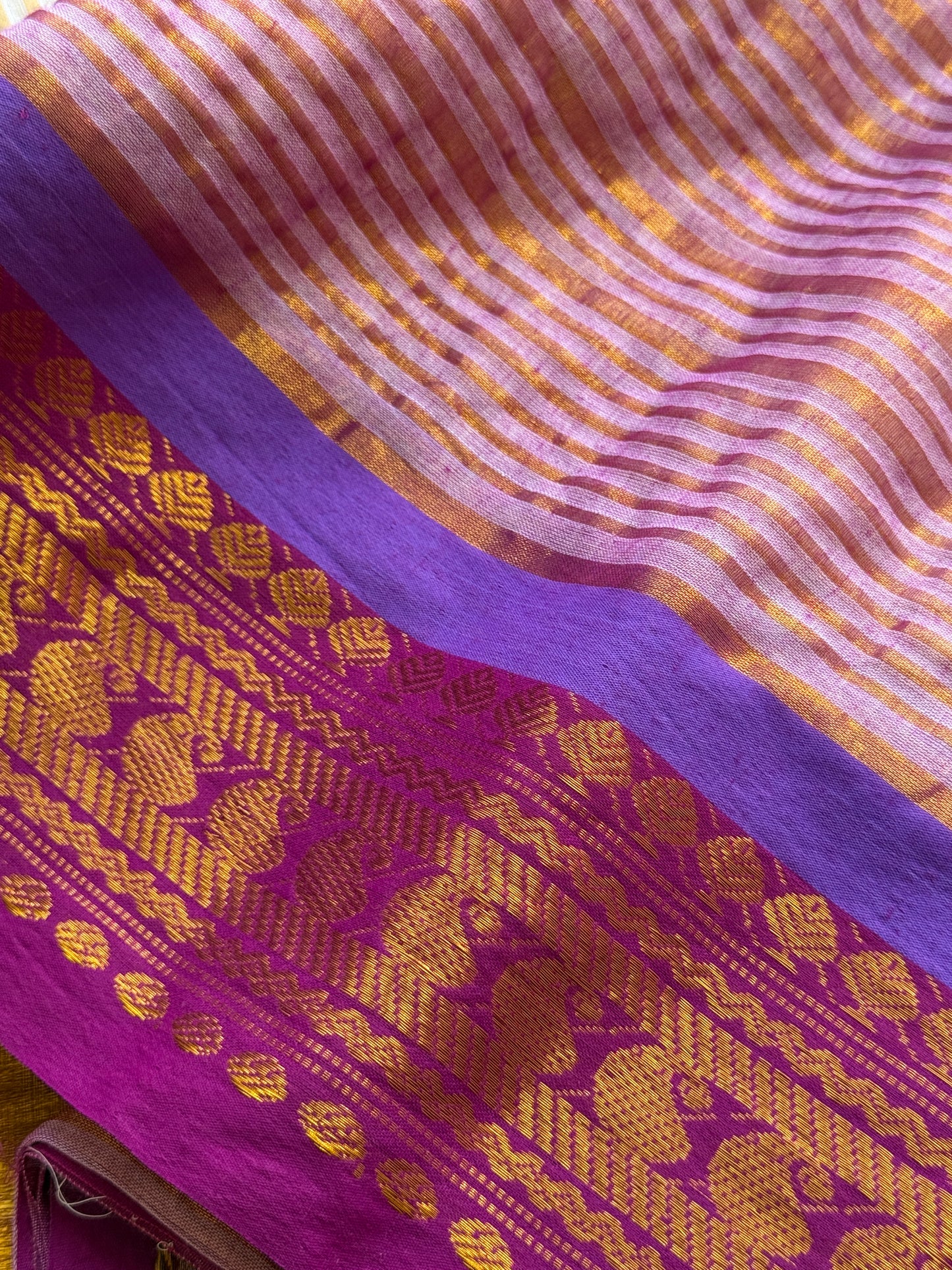 Stripe Motif Border Mul cotton saree