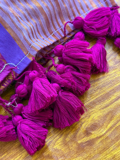 Stripe Motif Border Mul cotton saree