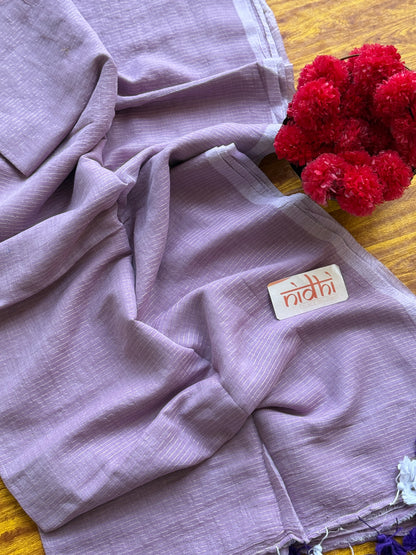 lavender Striped  Mul Cotton Saree