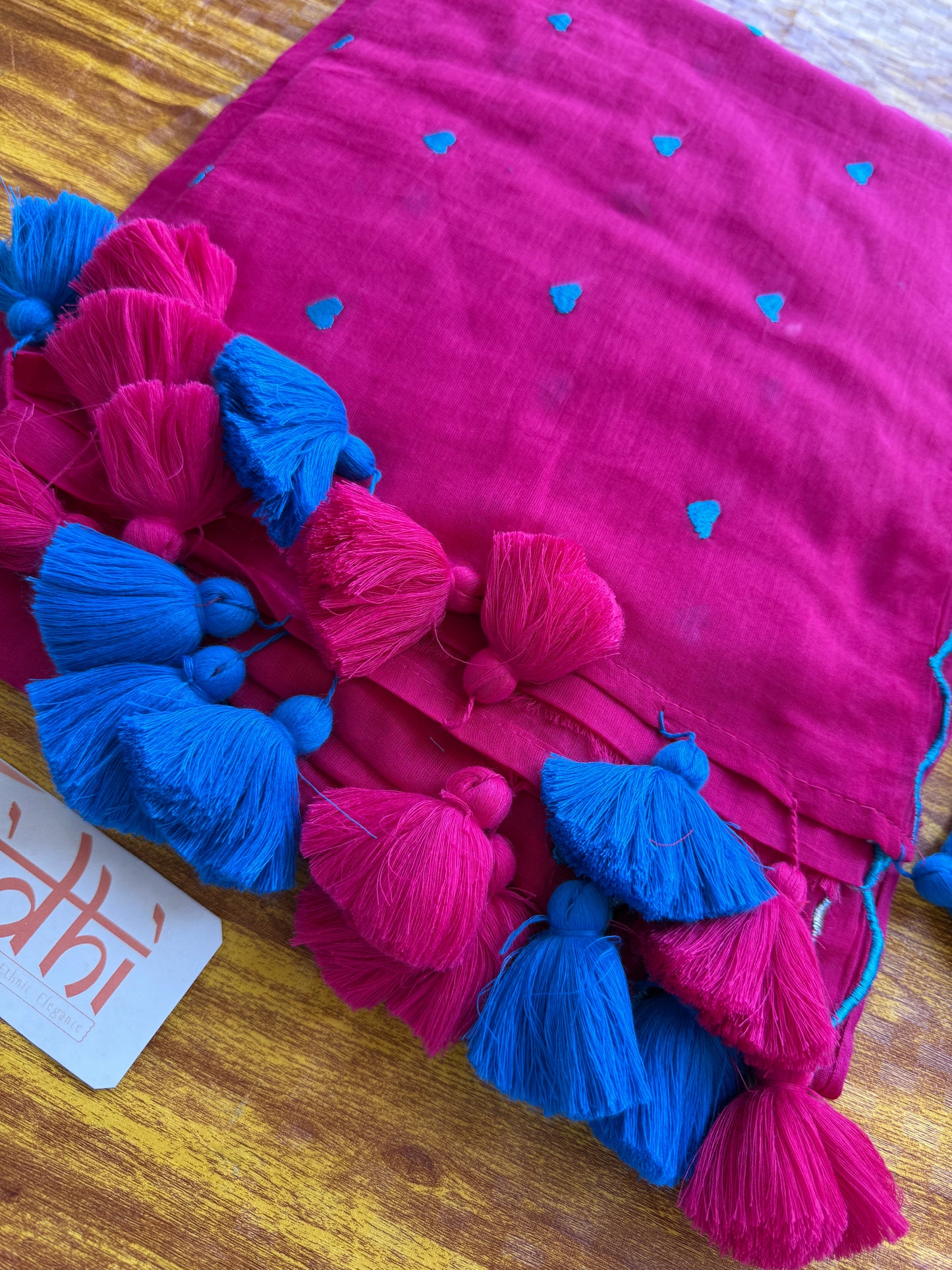 Little Hearts Cut work Mul Cotton Saree