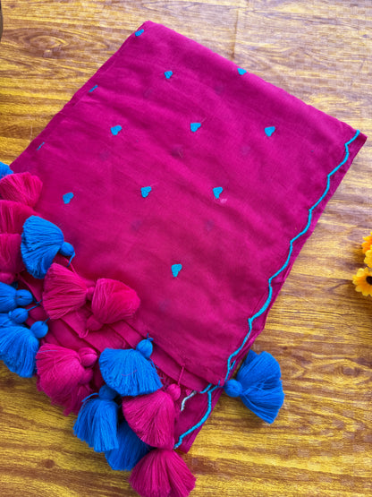 Little Hearts Cut work Mul Cotton Saree