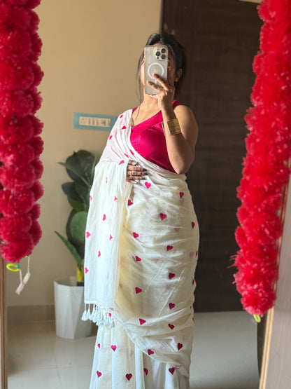 New Love Embroidery Mull cotton Saree