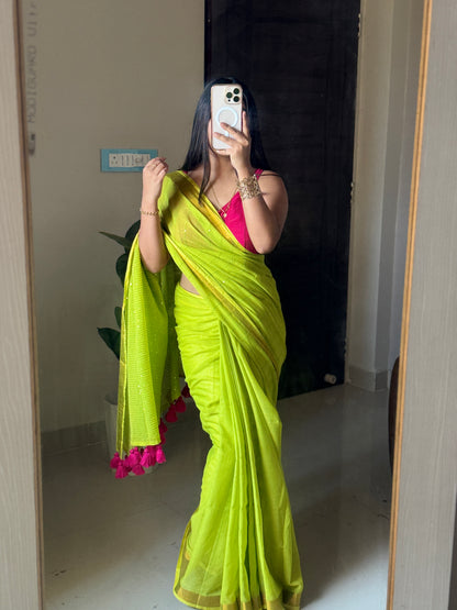 Sequence work Mul cotton saree
