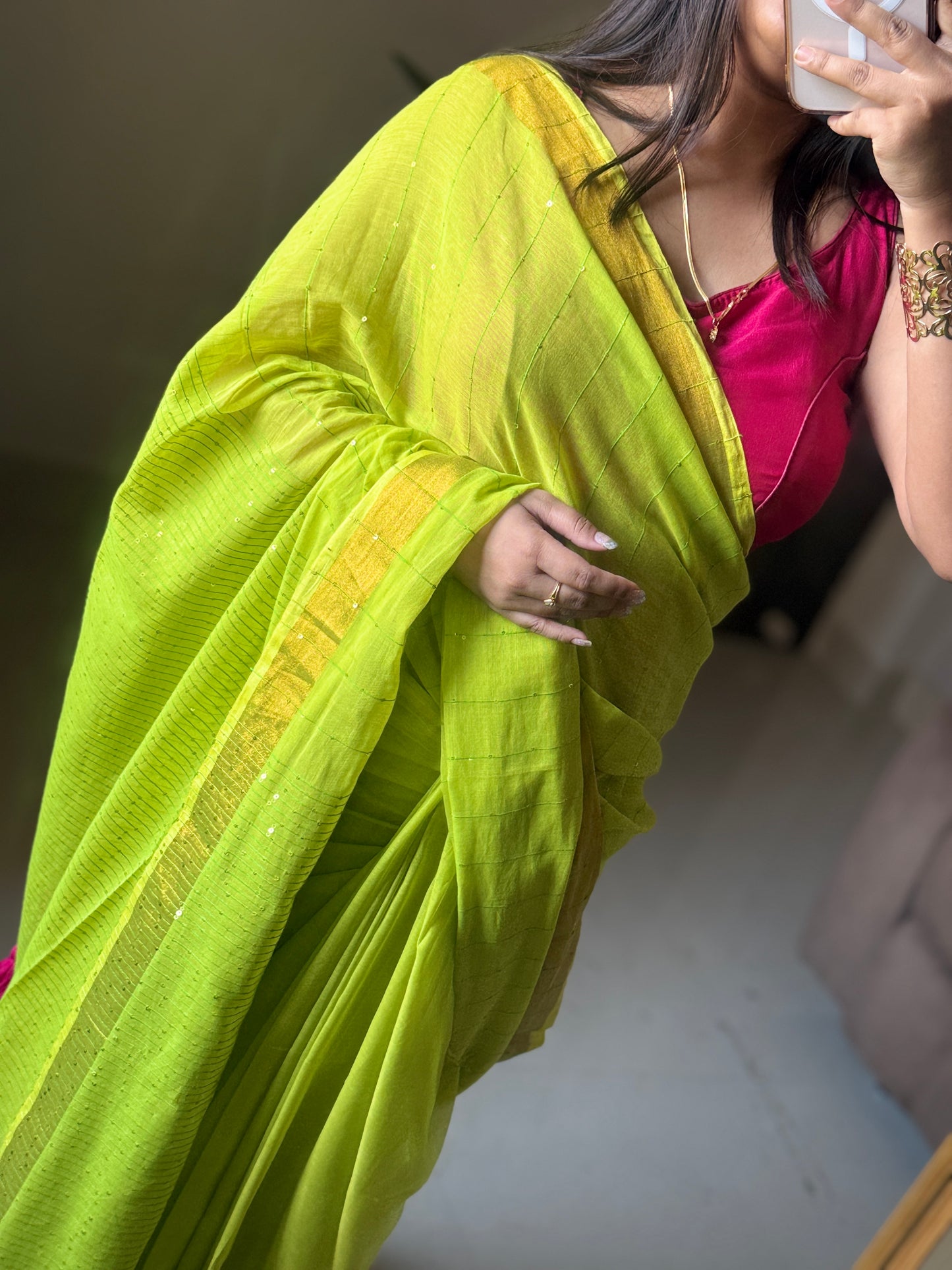 Sequence work Mul cotton saree