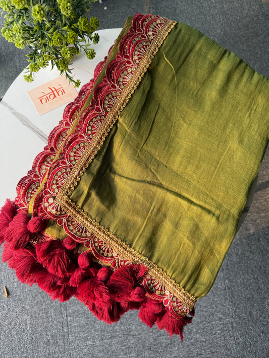 Olive Glow Tissue Saree