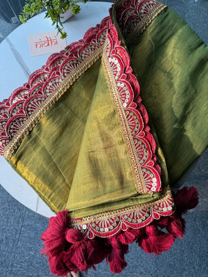 Olive Glow Tissue Saree