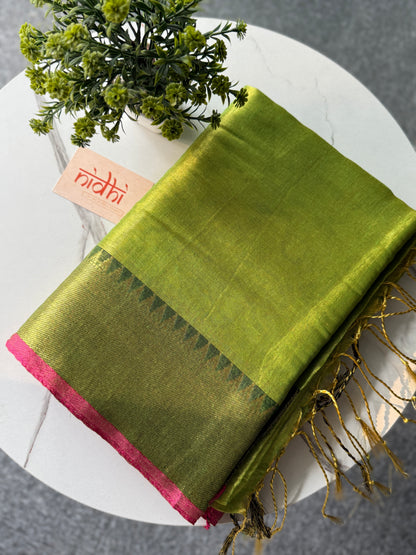 Green Temple Tissue Saree