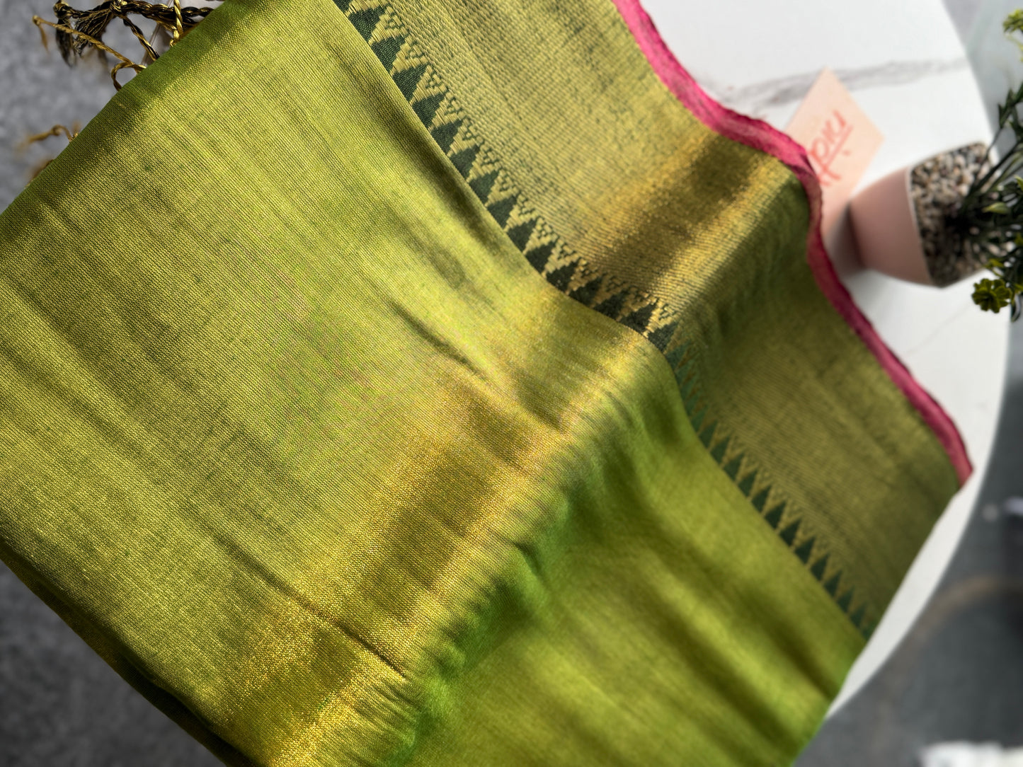 Green Temple Tissue Saree
