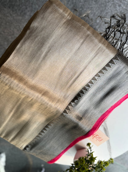 Golden Beige Temple Tissue Saree