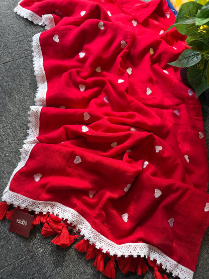 Heart Lace Border Saree