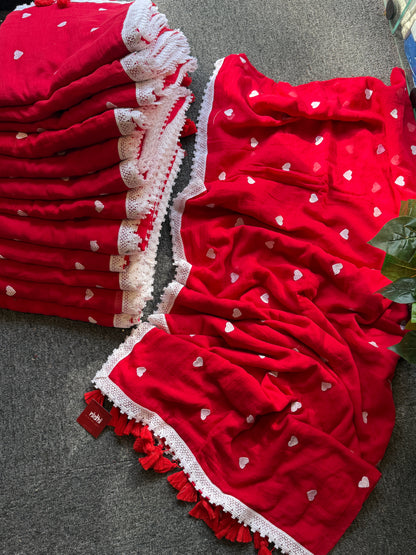 Heart Lace Border Saree
