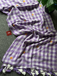 Check Embriodery saree