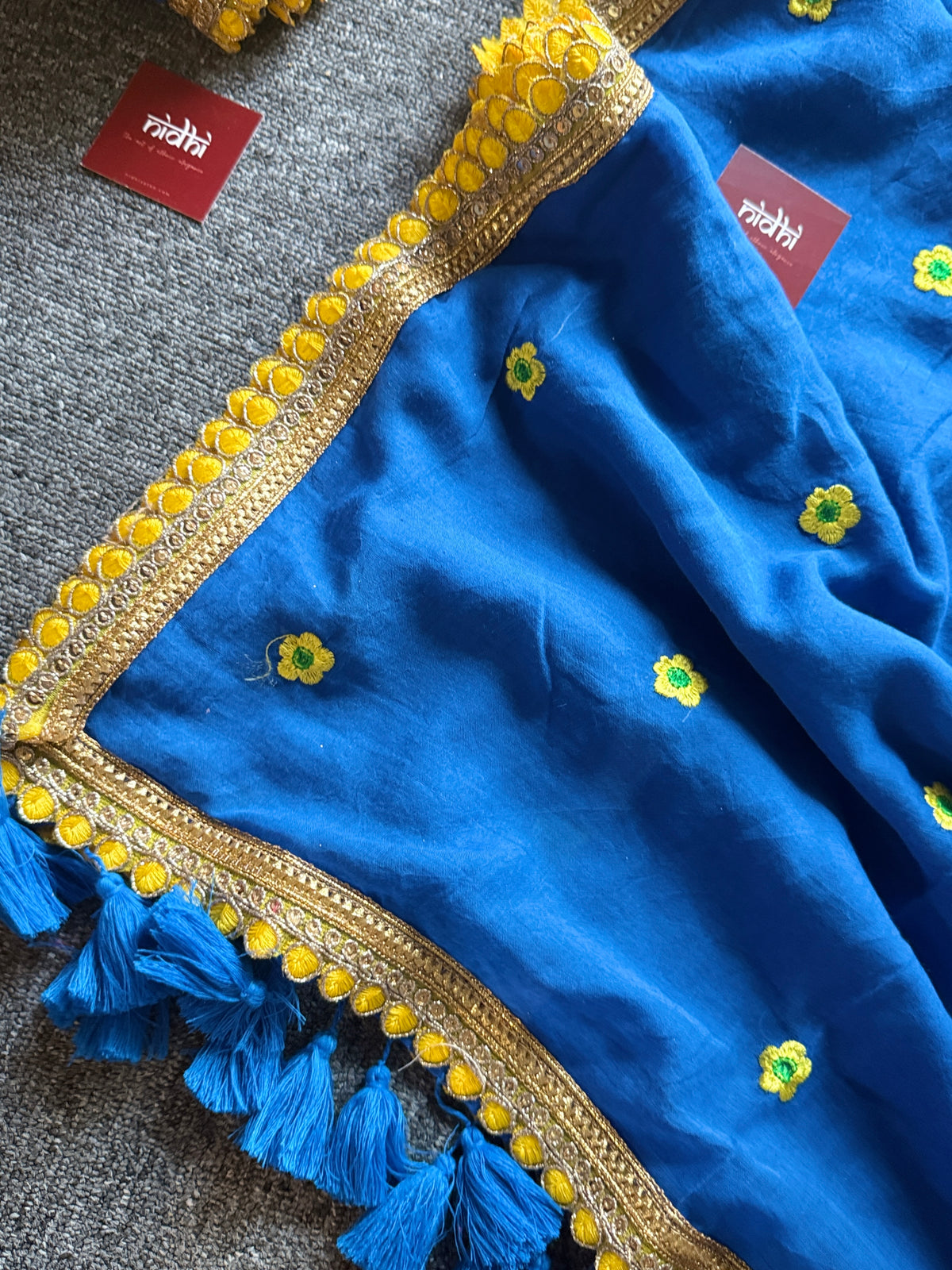 Flower lace Mulmul Saree
