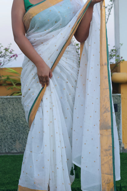 POLKA DOTS MUL COTTON SAREE