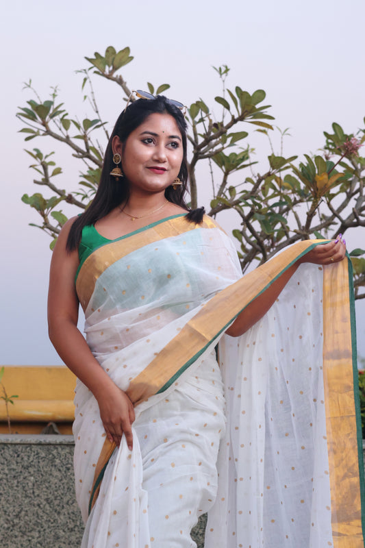 POLKA DOTS MUL COTTON SAREE