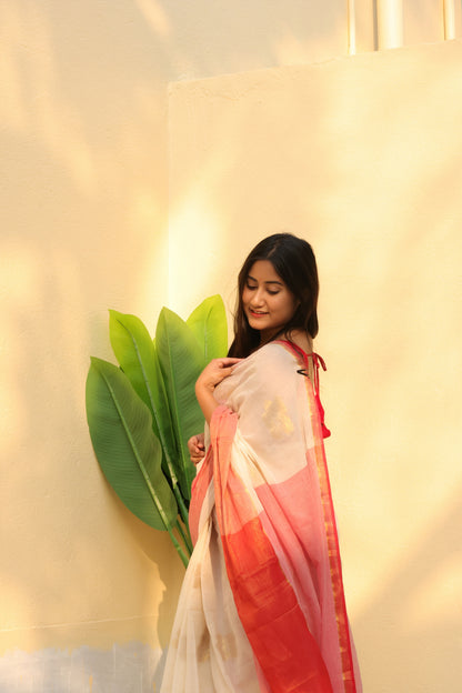 Golden Petal Mul Cotton Saree
