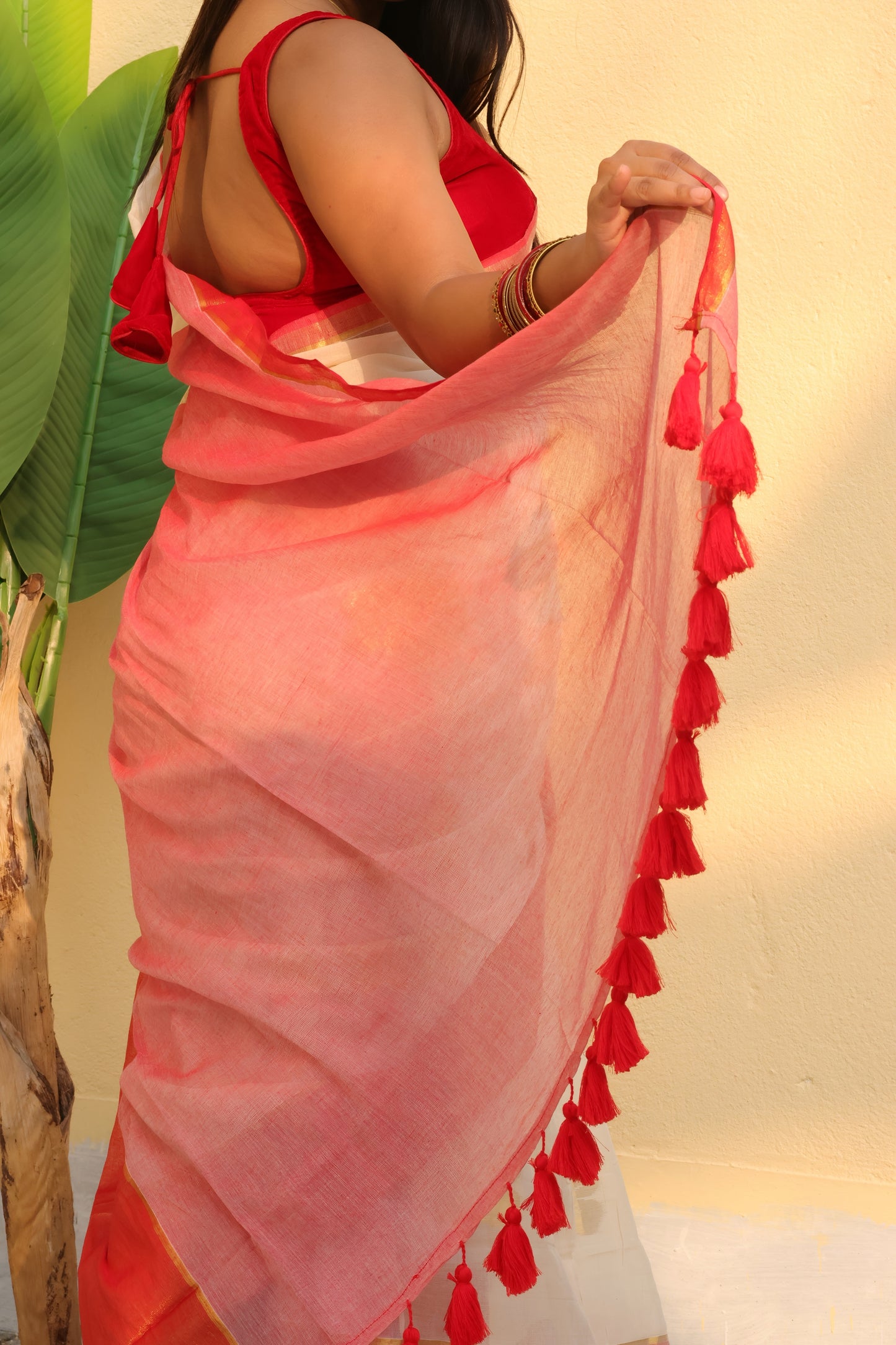 Golden Petal Mul Cotton Saree