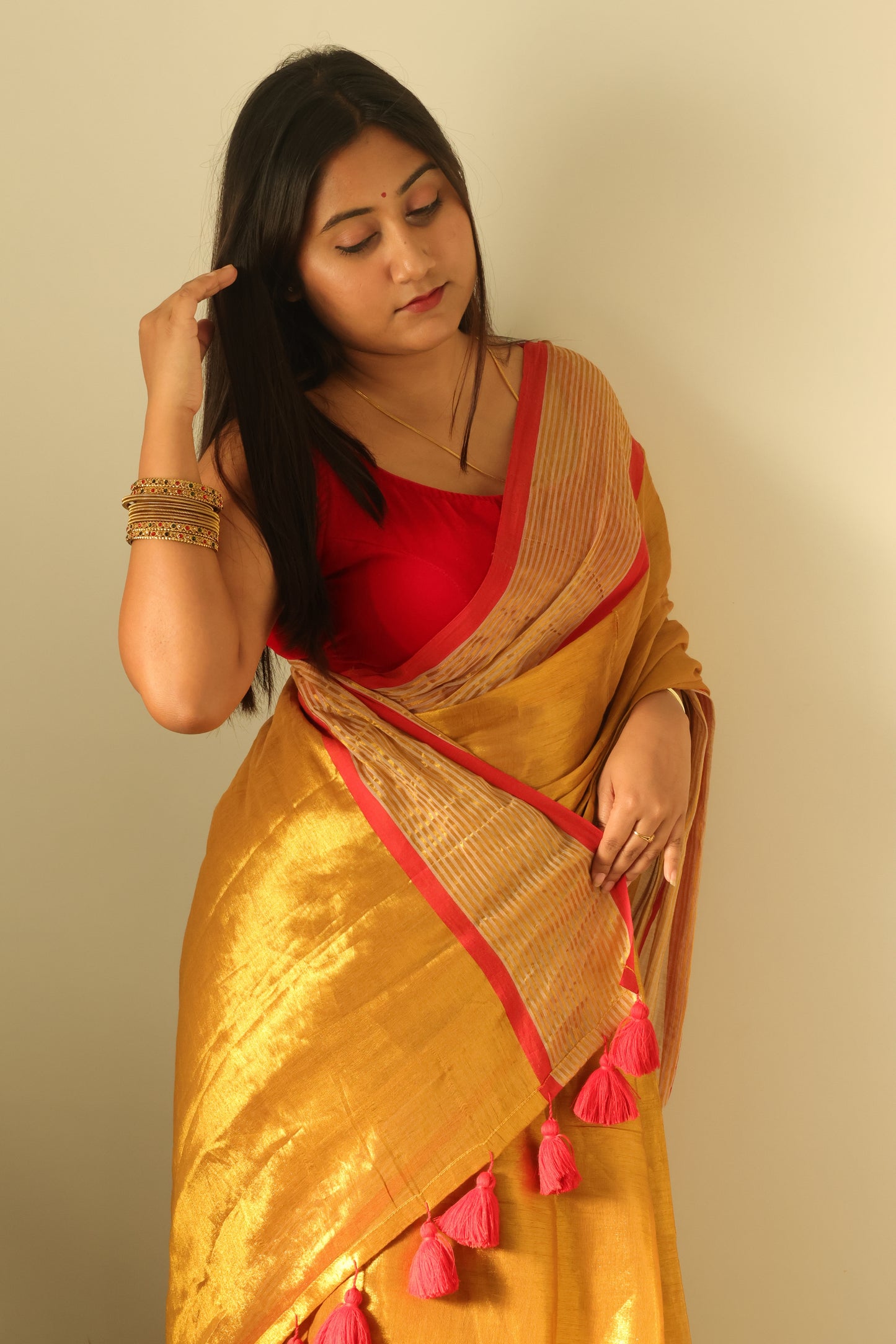 Royal Sun Glow Tissue Saree